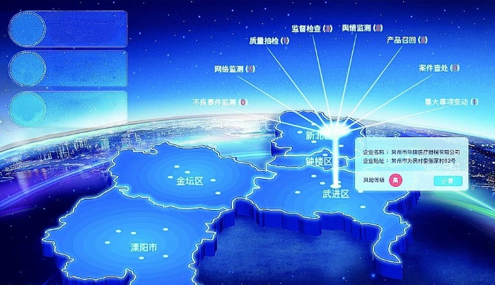 常州市醫療器械風險防控嵌入式智能預警云平臺風險防控預警圖。