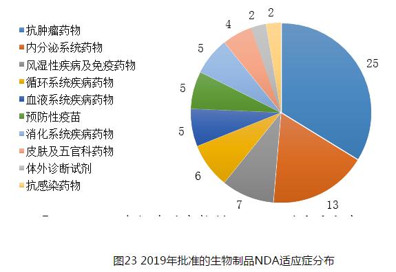圖23 2019年批準的生物制品NDA適應癥分布
