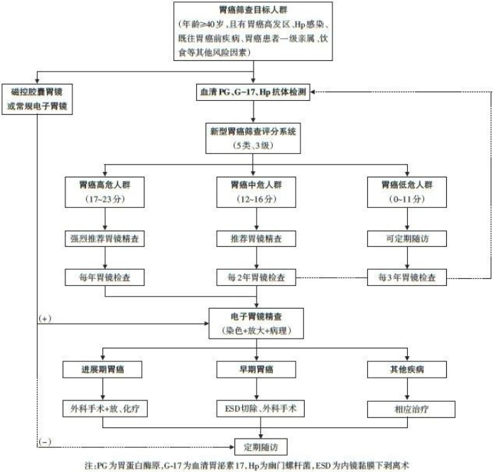 圖為早期胃癌篩查的推薦參考流程。