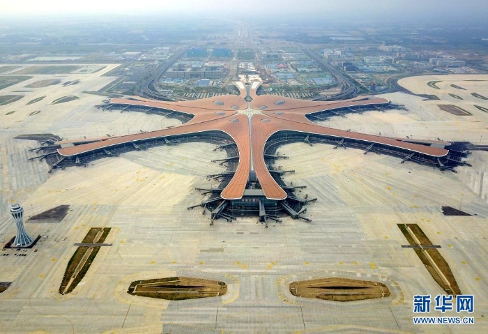 北京大興國際機場航站樓（2019年6月25日攝，無人機照片）。新華社記者 張晨霖 攝