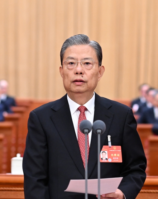 3月5日，第十四屆全國人民代表大會第二次會議在北京人民大會堂開幕。趙樂際主持開幕會。新華社記者 謝環馳 攝