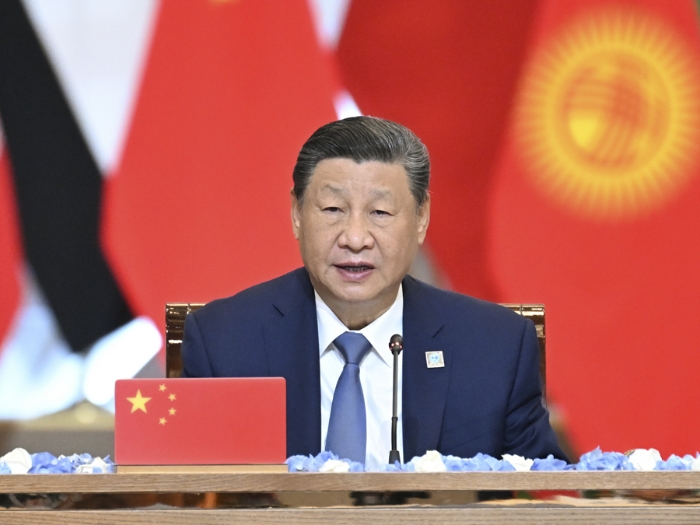 當地時間7月4日上午，國家主席習近平在阿斯塔納獨立宮出席上海合作組織成員國元首理事會第二十四次會議。新華社記者 謝環馳 攝