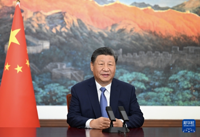 11月20日，國家主席習(xí)近平向2024年世界互聯(lián)網(wǎng)大會(huì)烏鎮(zhèn)峰會(huì)開幕視頻致賀。 新華社記者 謝環(huán)馳 攝